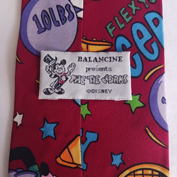 Mens Neck Tie Necktie Vintage Disney Goofy Golf Weightlifting Tennis Sports Silk - Picture 2 of 4